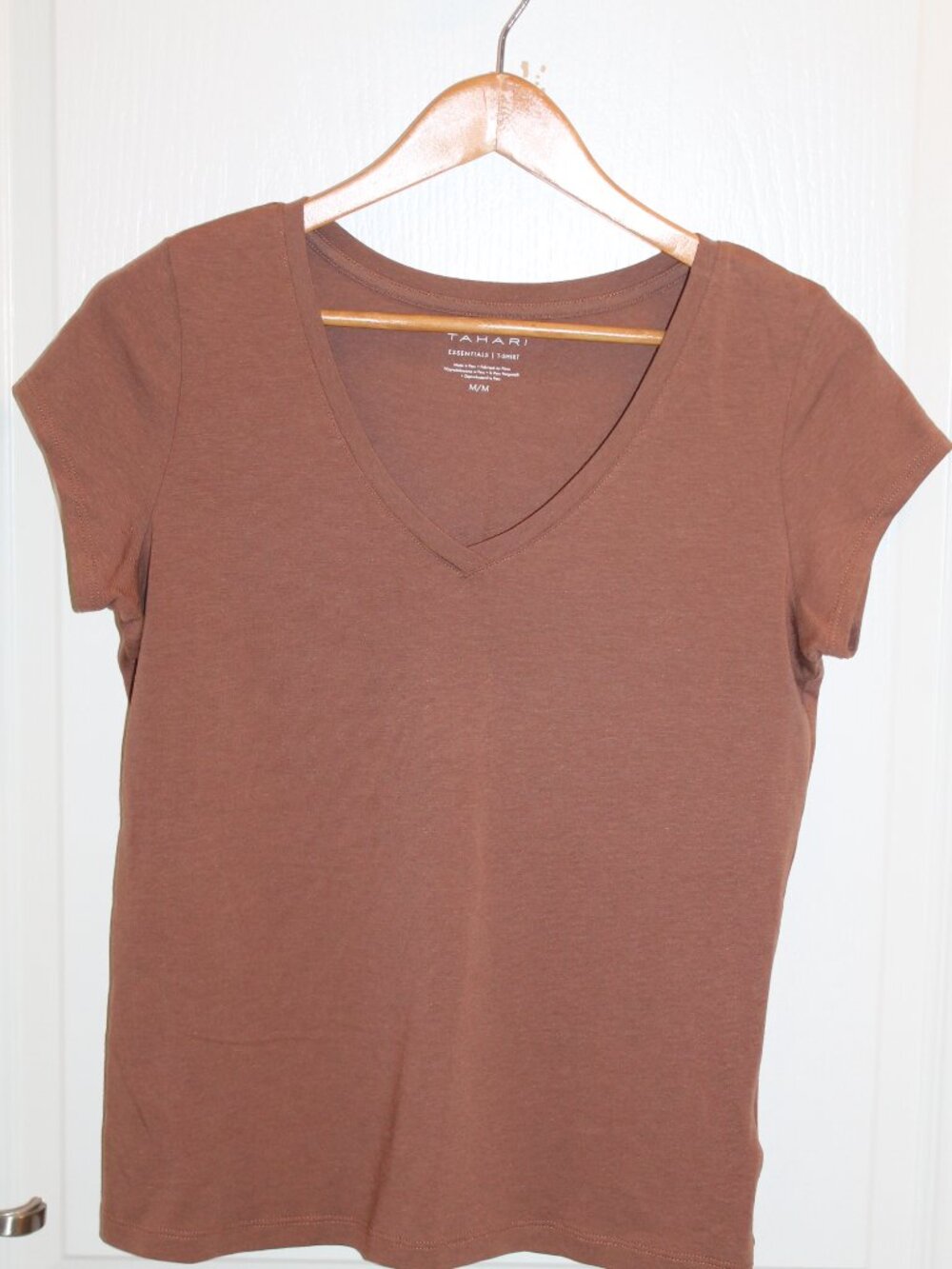 Tahari Womens Essentials Brown Short Sleeve T-Shirt Size M